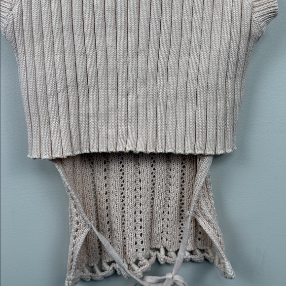Heartloom Crochet Knit Tie-back Tank Top Vest Sleeveless Boho Cream xs - Picture 9 of 9